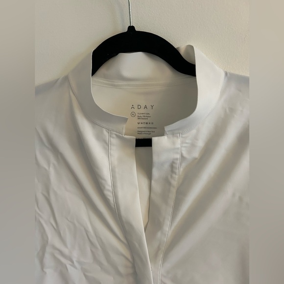 Aday Something Borrowed Shirt Womens Medium XL White Button Up Long Sleeve Nylon - Picture 6 of 10